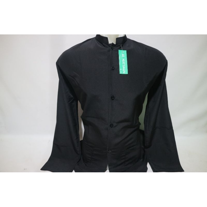 Grosir Baju Koko Muslim Pria Dewasa Lengan Panjang Polos Seragam Hadroh Marawis Murah Hitam Putih Te