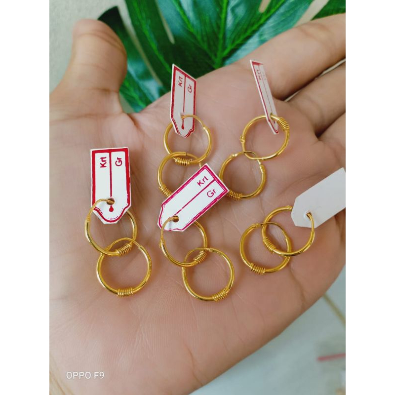 anting bayi perak lapis emas 22k