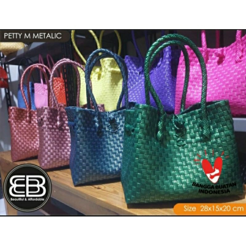 Petty M Metalic Premium | Tas Anyaman Palstik
