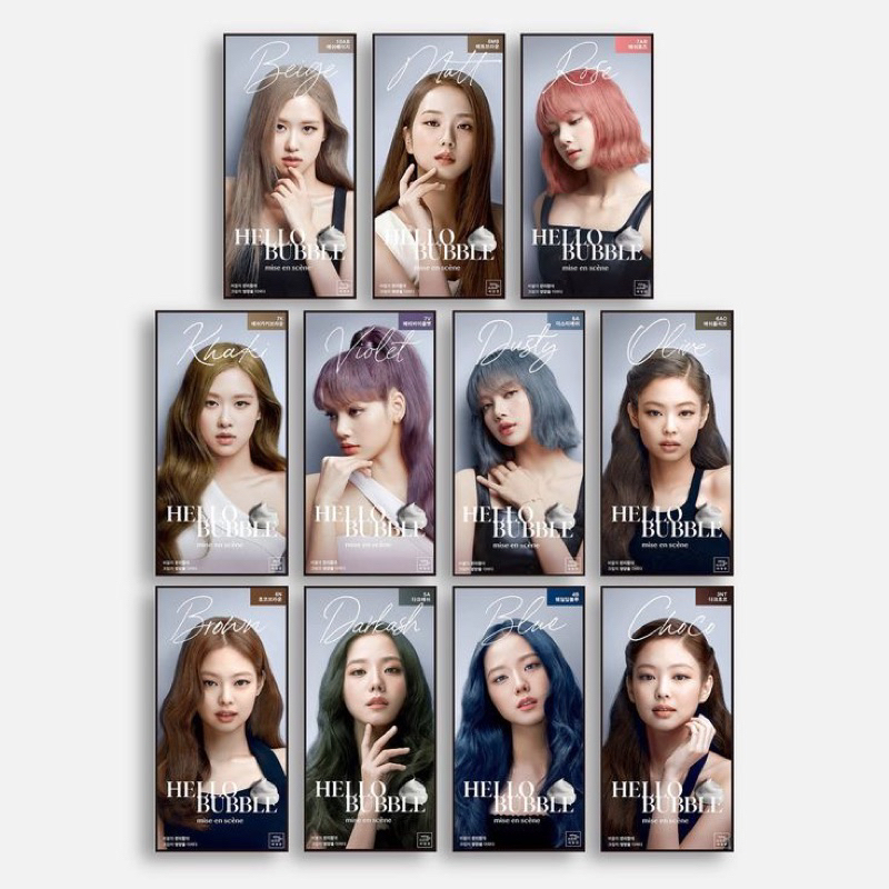 [ALL NEW] Mise En Scène Hello Bubble Foam Hair Color Blackpink Ash Beige Ash Khaki Olive Rose Peri V