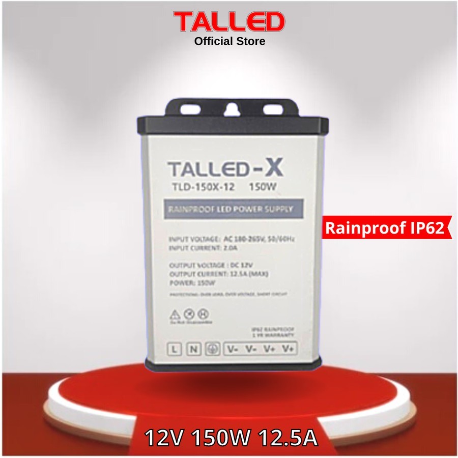 POWER SUPPLY TALLED 12V RAINPROOF OUTDOOR 150WATT 12.5A