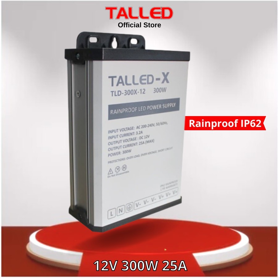 POWER SUPPLY TALLED 12V RAINPROOF OUTDOOR 300WATT 25A