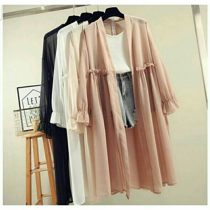 (Fashion Wanita) Long Cardigan Outer Ceruty Import High Quality Jumbo DELAYA Wco