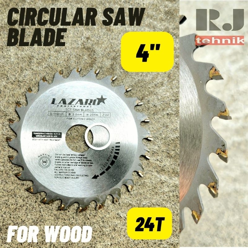 Mata Pisau Gerinda Gergaji Potong Kayu Triplek TCT Saw Blade Lazaro 4" × 24T