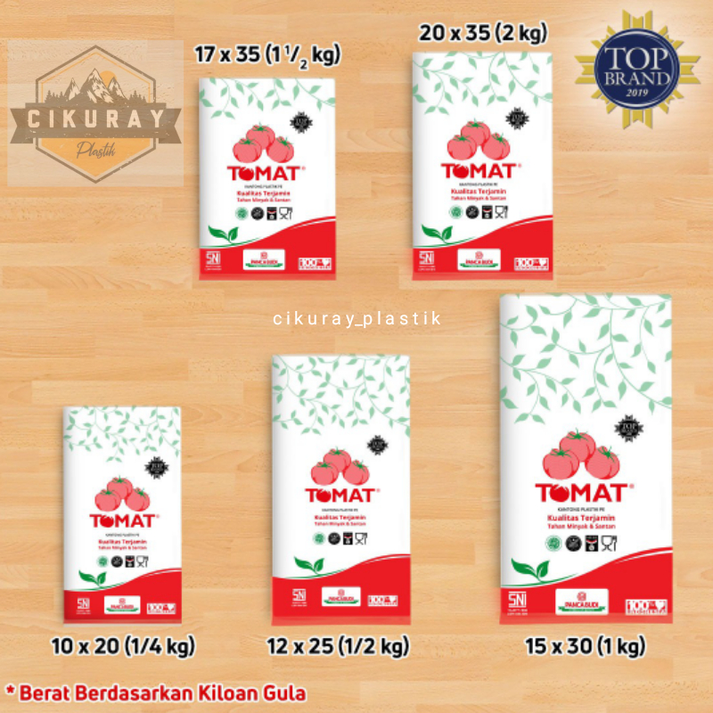 Kantong Plastik PE tomat ukuran 1/4 sampai 3kg isi 1 bungkus
