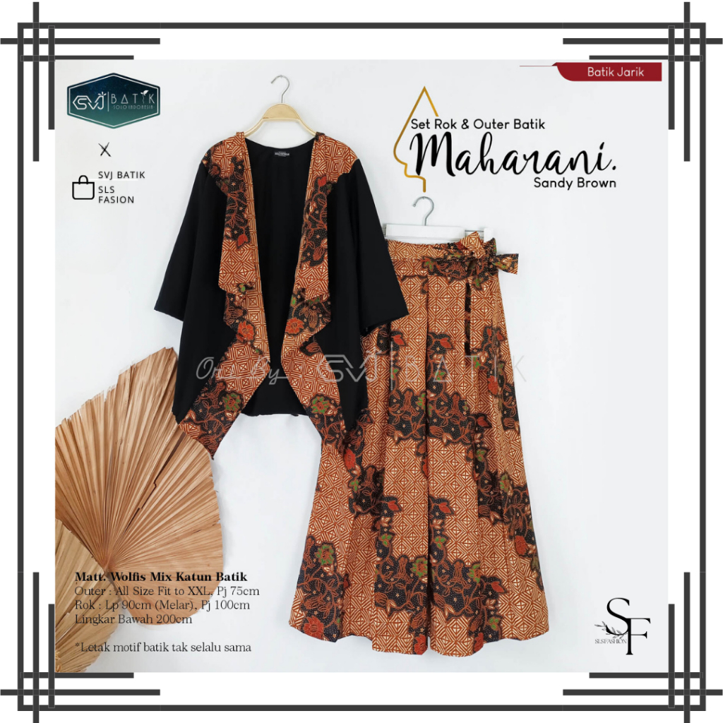 SETELAN ROK DAN OUTER BATIK TRUNTUM BAHAN KATUN ORI SVJ