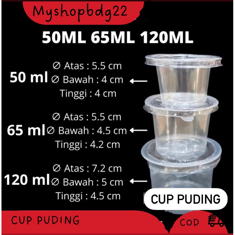 Cup Puding Plastik Cup Mika Puding Cup Mika Plastik isi 50 Pcs