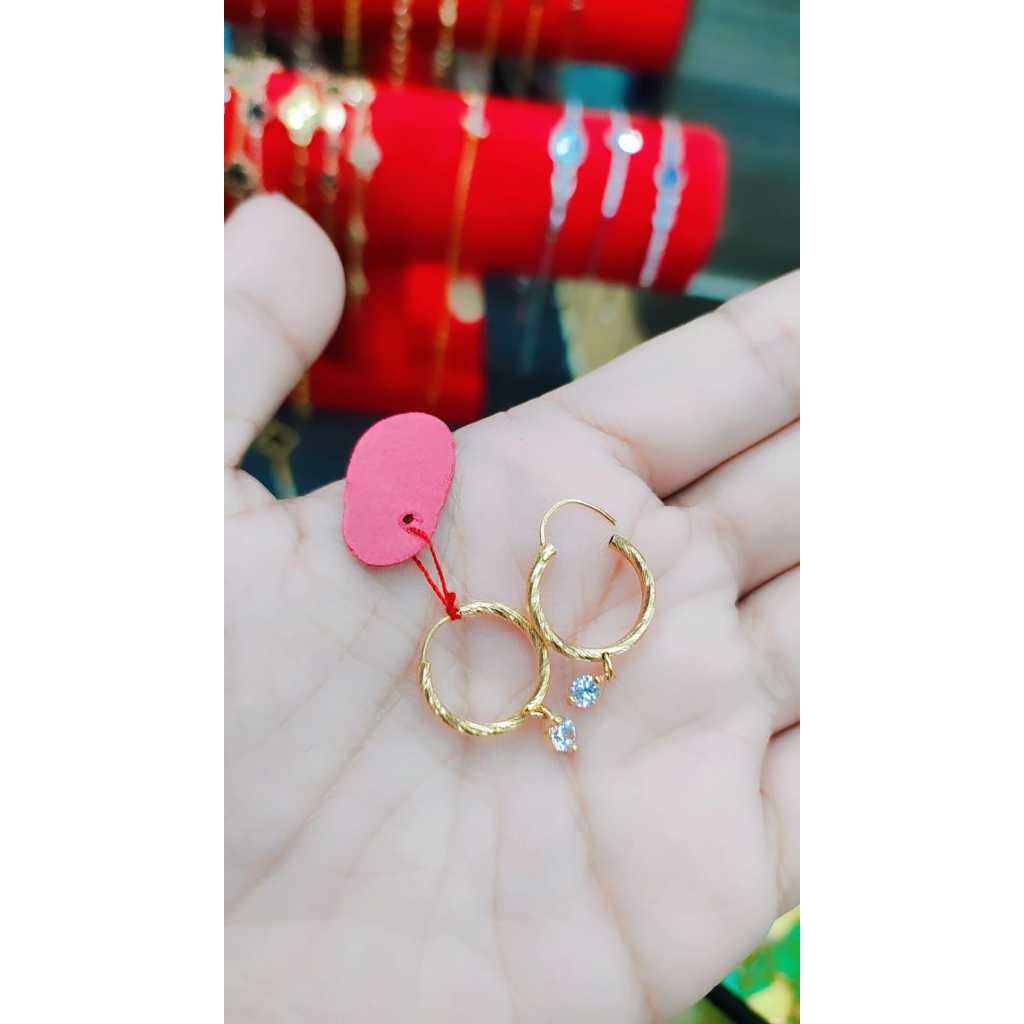 anting gipsy gantung 1 mata putih emas asli 1.1 gram //gold