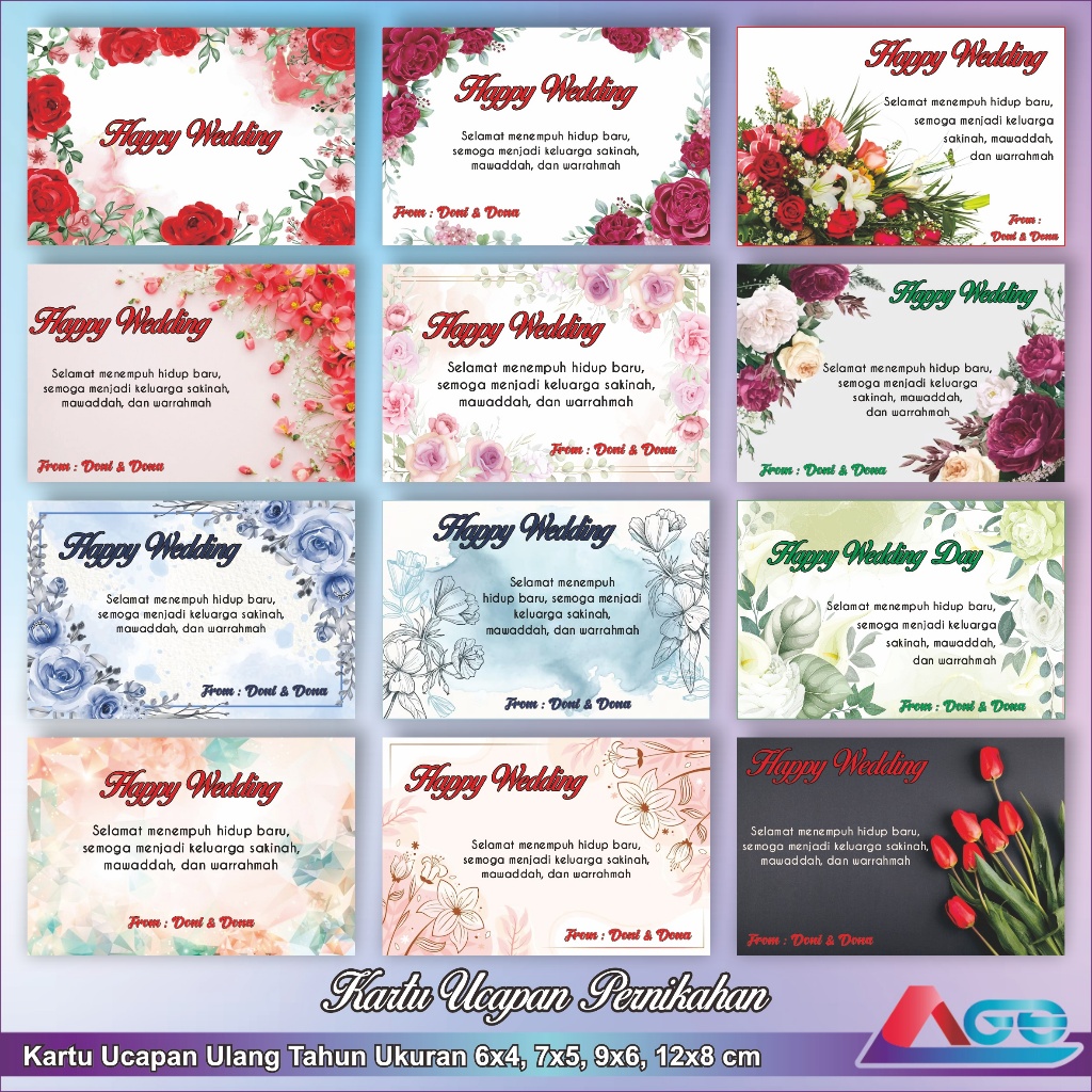 Kartu Ucapan Pernikahan Happy Wedding Card Bisa Custom Desain Dan Tulisan Kartu Souvenir Pernikahan 