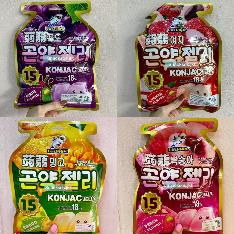 

9MJNM [300GR = 15PCS] DOLPHIN KONJAC JELLY MANGO / PEACH / LYCHEE / GRAPE jwcgz