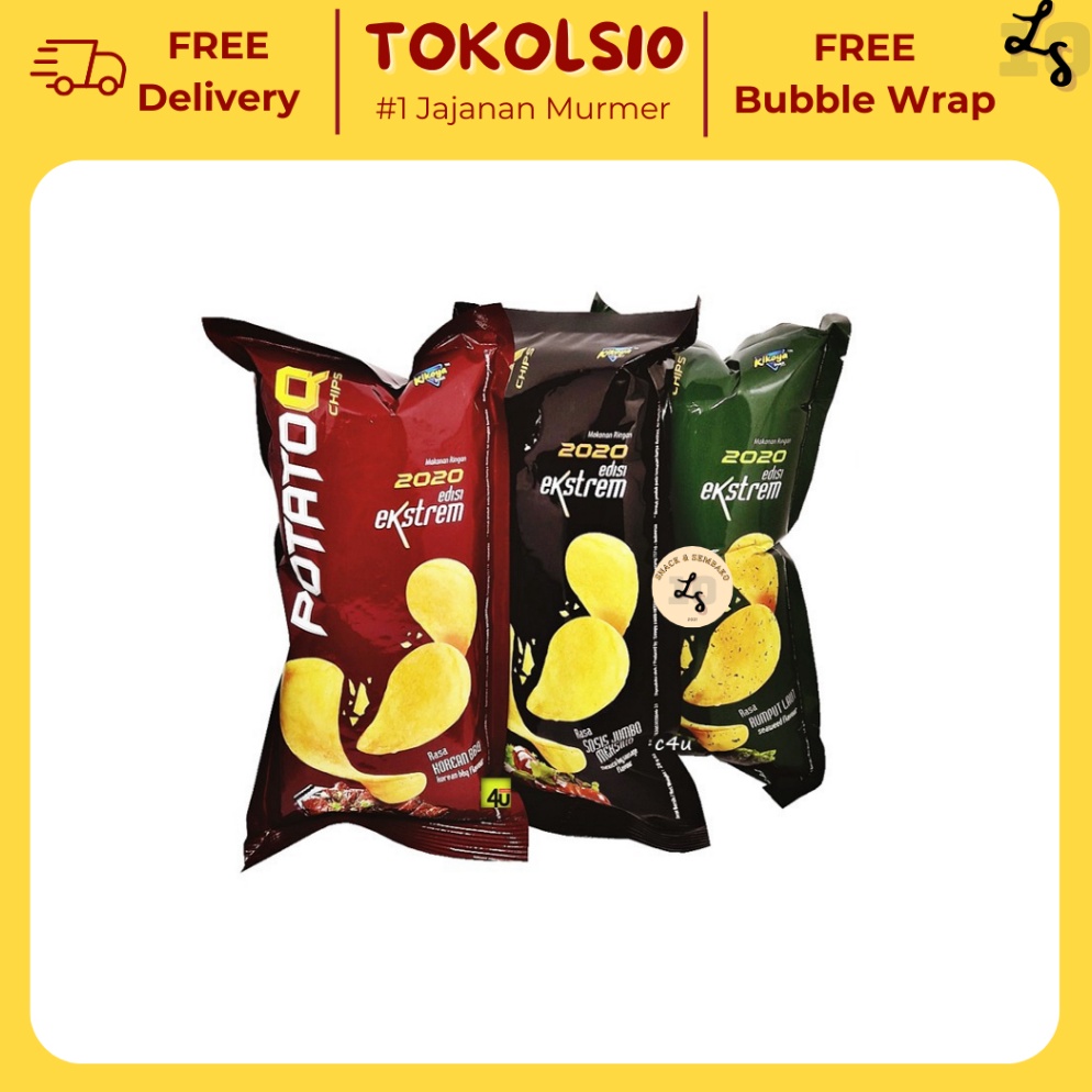 

Terb@tas Potato Q Chips 1 Pack Isi 10 pcs @28gr Dijamin Murah