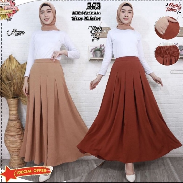 F⚡ASH Extra Bonus Rok rempel lipit lipit premium import Stock Terbatas