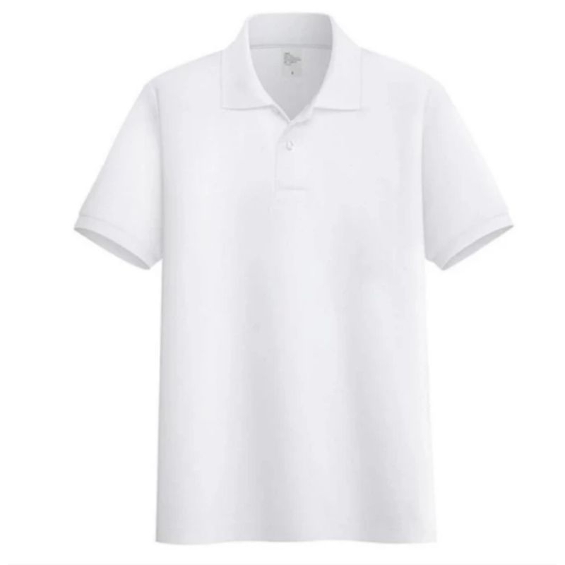 baju kaos atasan polo shirt polos berkerah pria wanita warna putih