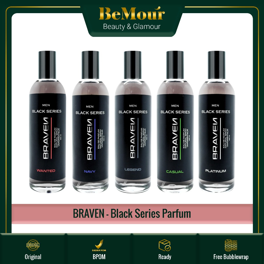 BRAVEN - PARFUM PRIA BLACK SERIES ( 100 ml ) - Perfume Wangi Wanted / Casual / Legend / Navy / Plati