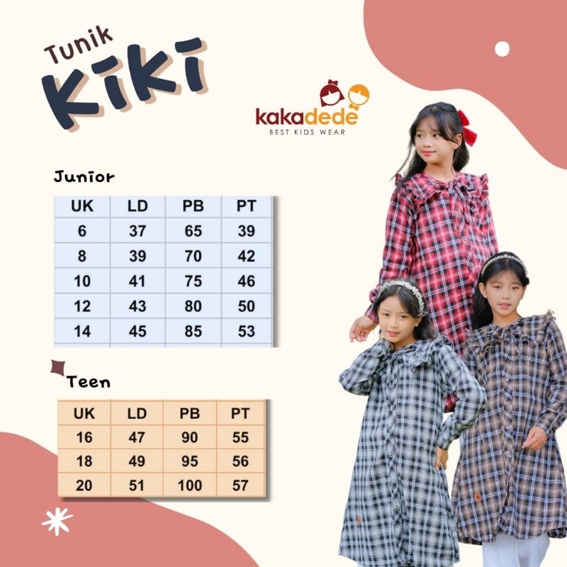 Long Tunik Anak Junior Remaja Tunik Emran Flanel dan Tunik Kiki Flanel By Kakadede 6-15 Tahun