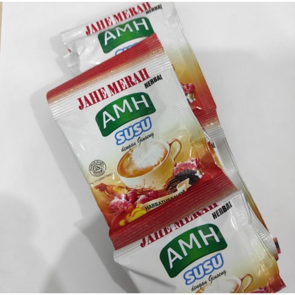 

Jahe AMH Susu - Jahe Merah Susu Plus Ginseng Dan Habbatusauda 1 Renceng Isi 12 Sachet