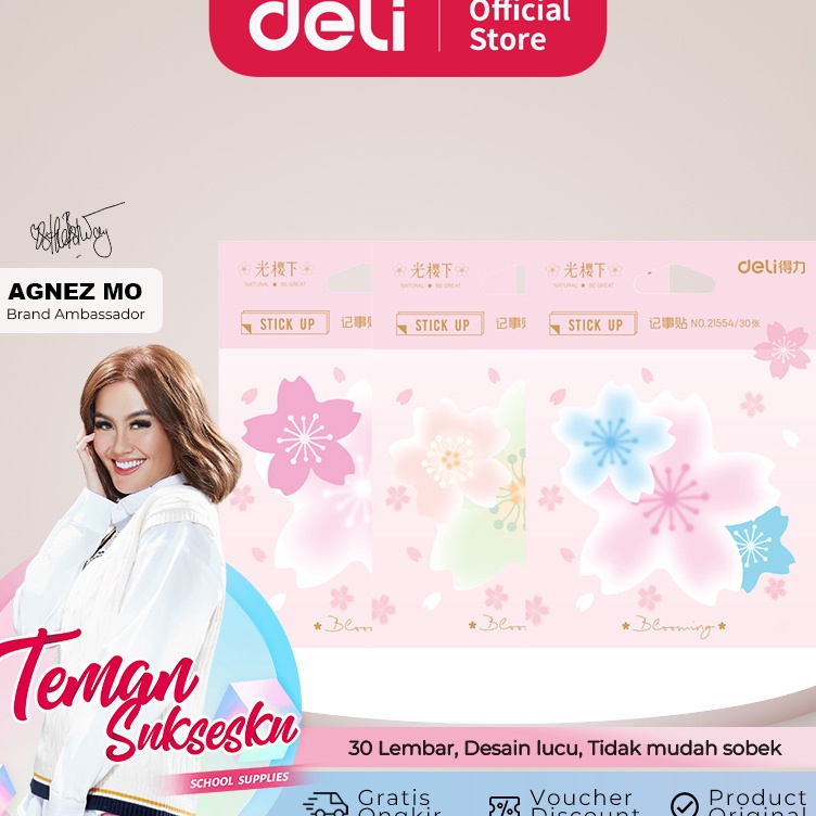 

Super Promo Deli Sticky Notes / Memo Pad Lucu Bunga Sakura 80 GSM 30 Lembar Anti Air 21554 ↓➺✹