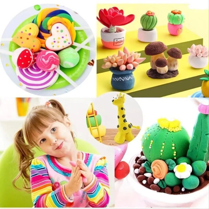 Clay Polymer Mainan Anak Isi 12pcs Edukasi Slime Clay Dough Colour Play SR