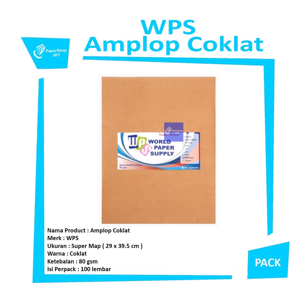 

✨Terbaru✨ WPS - Amplop Coklat Ukuran Super Map Non Seal -Pack murah