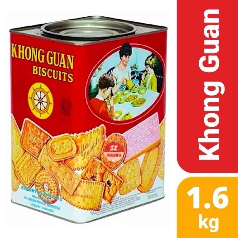 Khong Guan Assorted Biskuit Kaleng Merah 1600gr - Biskuit Khong Guan