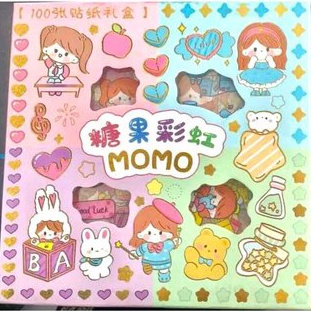 

[✥L98>] MOS STIKER MOMO RAINBOW 4 WARNA ISI 100 LEMBAR / BOX WATERPROOF PET STICKER LUCU VIRAL Buruan Serbu