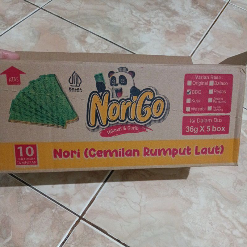 

Norigo rumput laut panggang rasa original 1 karton isi 5 box@12sachet