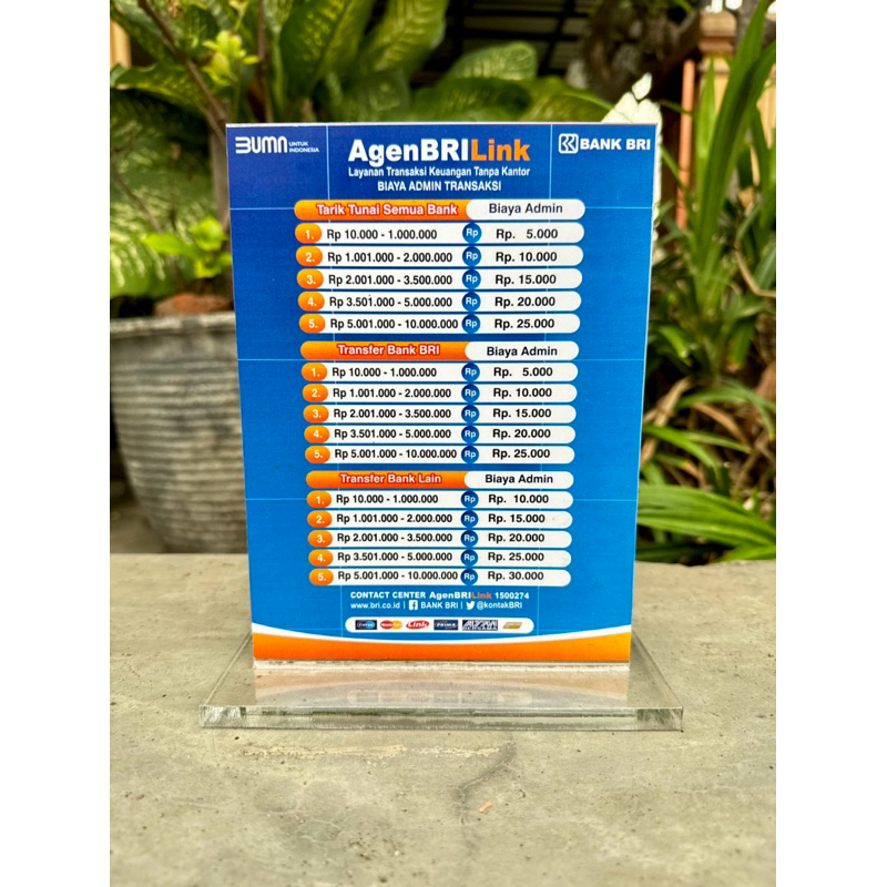 

PAPAN AKRILIK BIAYA ADMIN AGEN BRI BISA REQUEST UKURAN 15x20