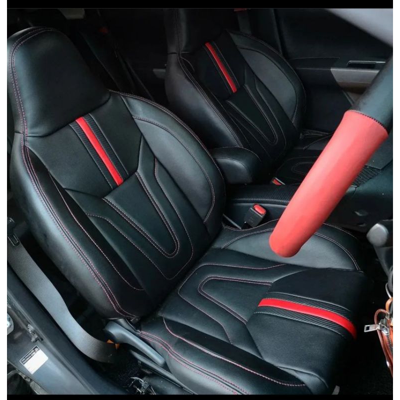 Sarung jok mobil agya/ayla lama 2014 - 2022 bahan ferrari