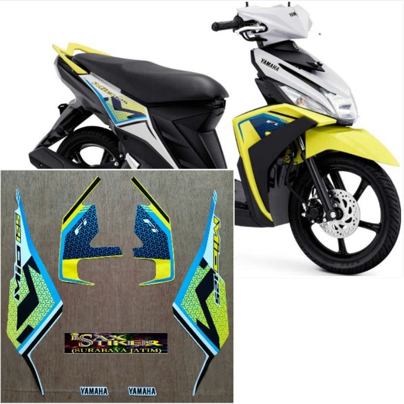 Striping Original Yamaha Mio M3 125 FI putih Kuning tahun 2020 2021