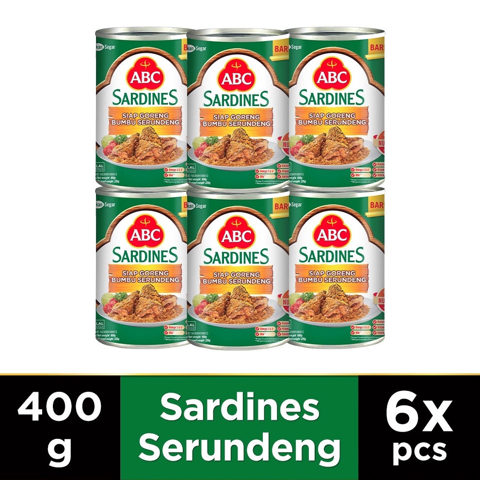 

12.12 Flash Sale ABC Sarden Siap Goreng Bumbu Serundeng 400 g - Multipack 6 pcs grosir