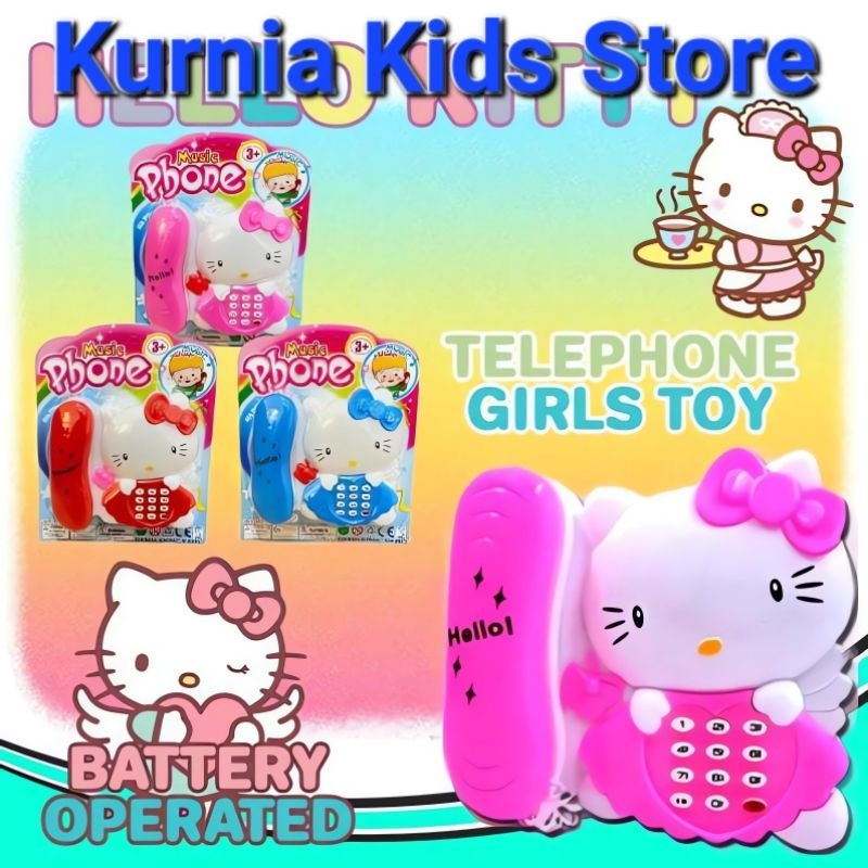 Mainan Telephone Hello Kitty Dengan Lampu Dan Suara