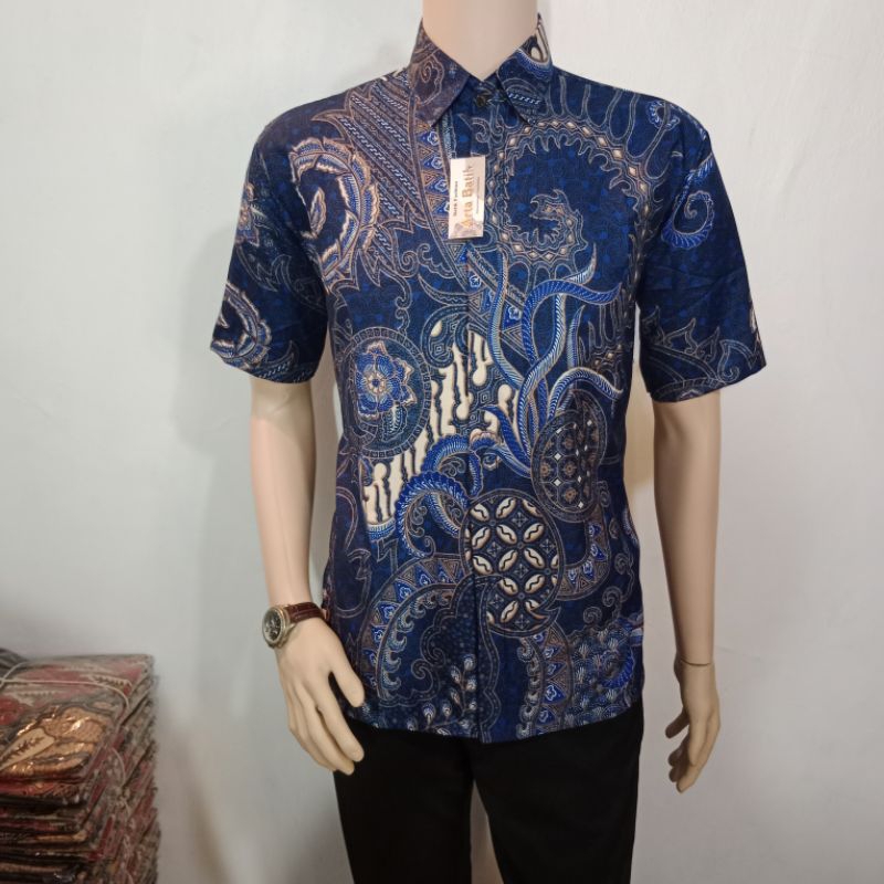 hem batik canting biru original arta batik super KODE 007 Batik premium l blue batik motif lukis l  