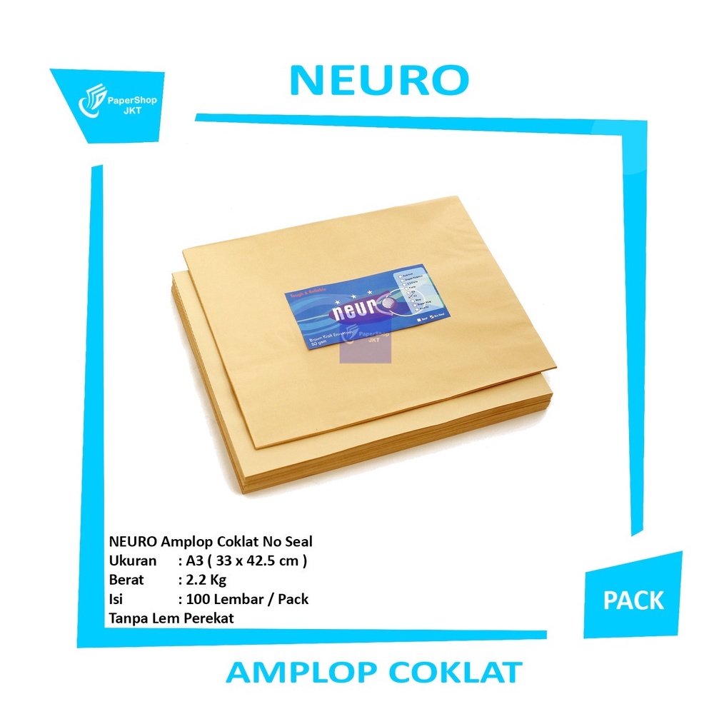 

MALL NEURO - Amplop Coklat Ukuran A3 No Seal ( 33 x 42,5 cm ) - Pack !!