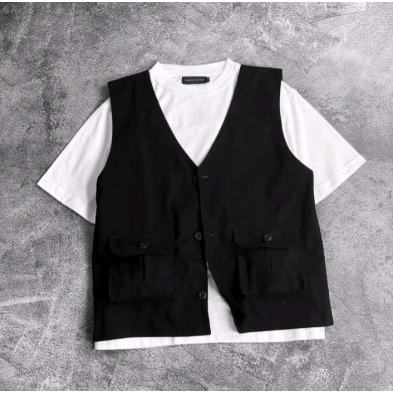 TERBARU Rompi Casual Dewasa Cewe/Cowo Denim Army/Hitam/Cream