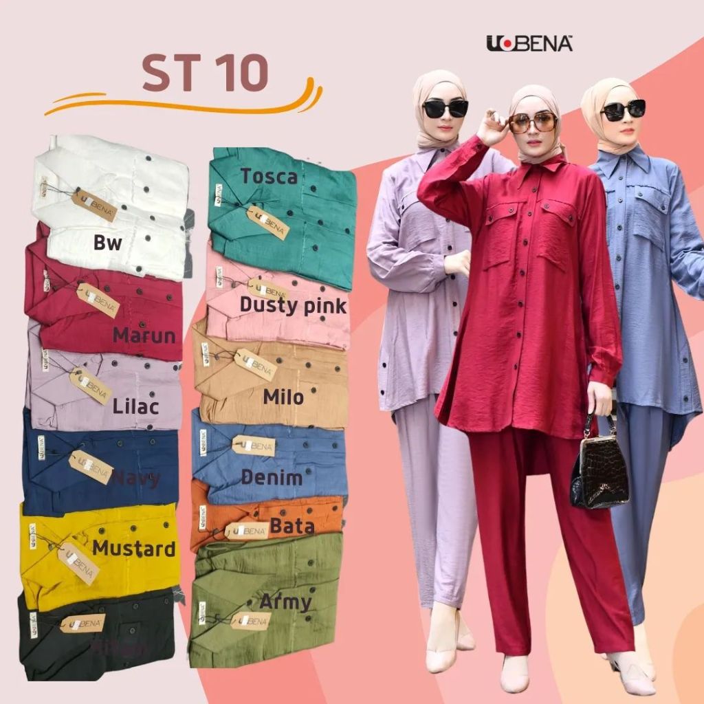 Setelan Celana Uobena Ubena Dress Pakaian Baju Midi Tunik Setcel Wanita Perempuan Kerja Kantoran Wan