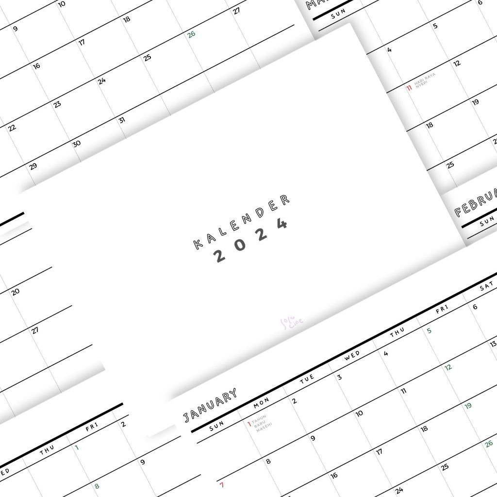 

Kalender Planner 2025 / 2026 - Monochrome - Kalender Meja / Kalender dinding / Loose Leaf