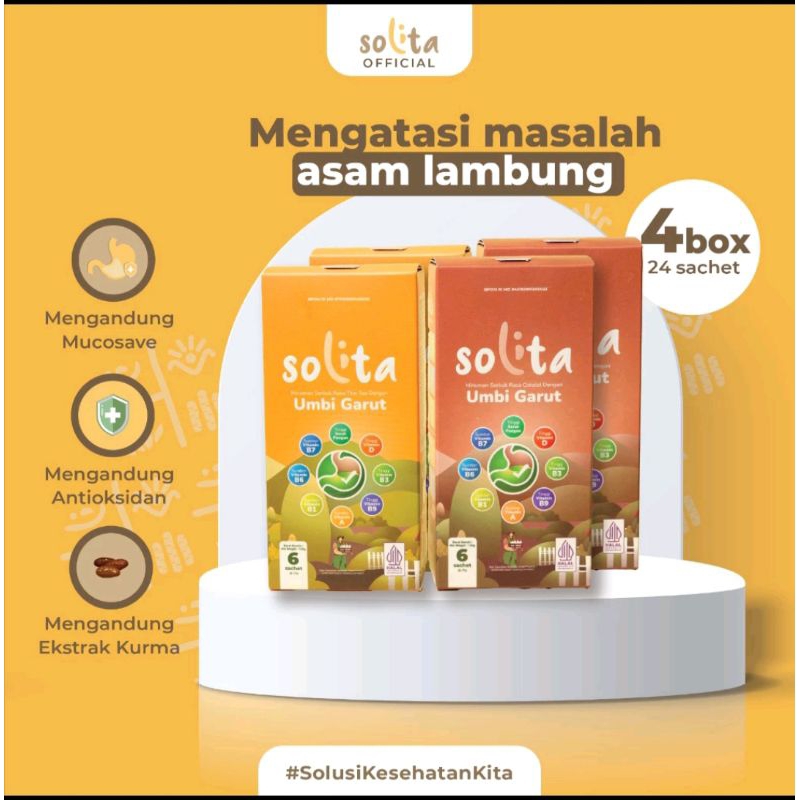 

SOLITA Minuman Serbuk Umbi Garut BUNDLING 4 Travel Pack (24 sachet) untuk Atasi Asam Lambung