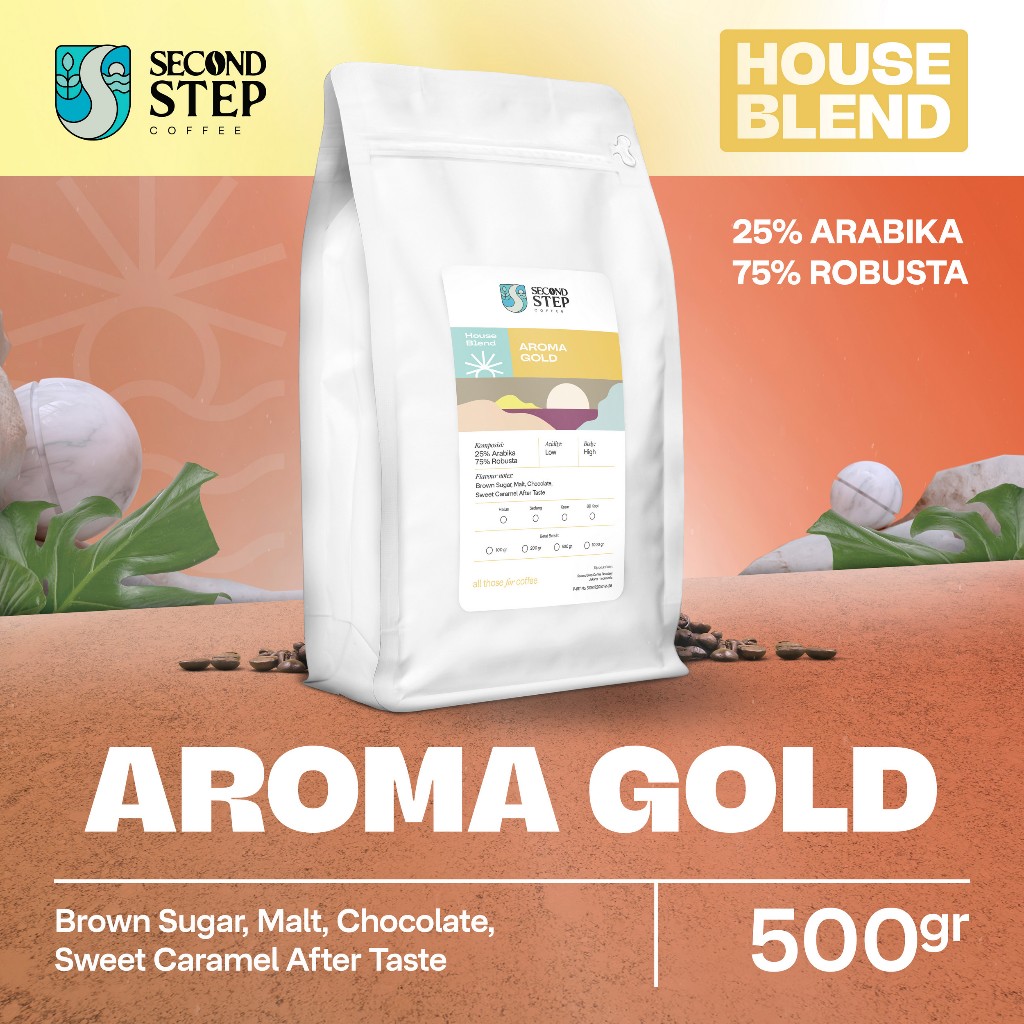 

Kopi Aroma Gold Espresso Blend Coffee Beans 500gr Coffe Roast Biji Bubuk