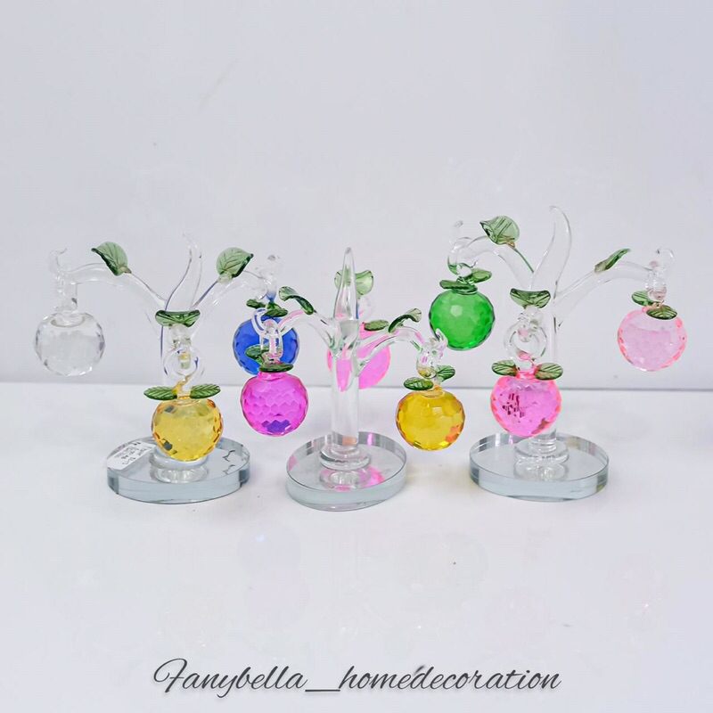 Pajangan Kristal Kaca Mewah Pohon Buah Apel Dekorasi Rumah FANYBELLAHOMEDECORATION