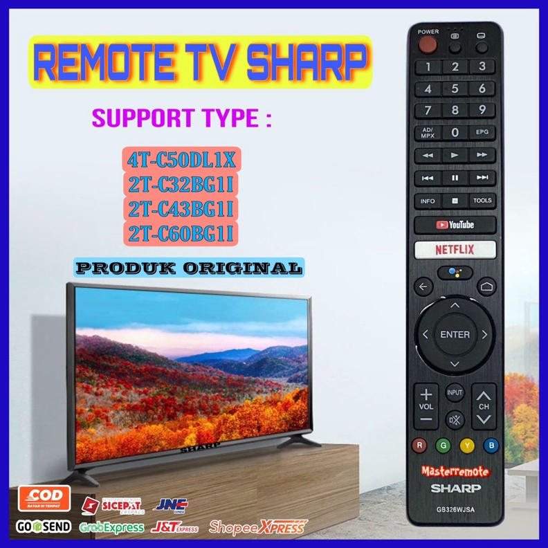 BRANDS FESTIVAL REMOT REMOTE TV SHARP SMART TV / SHARP ANDROID TV GB326WJSA ORIGINAL buruan