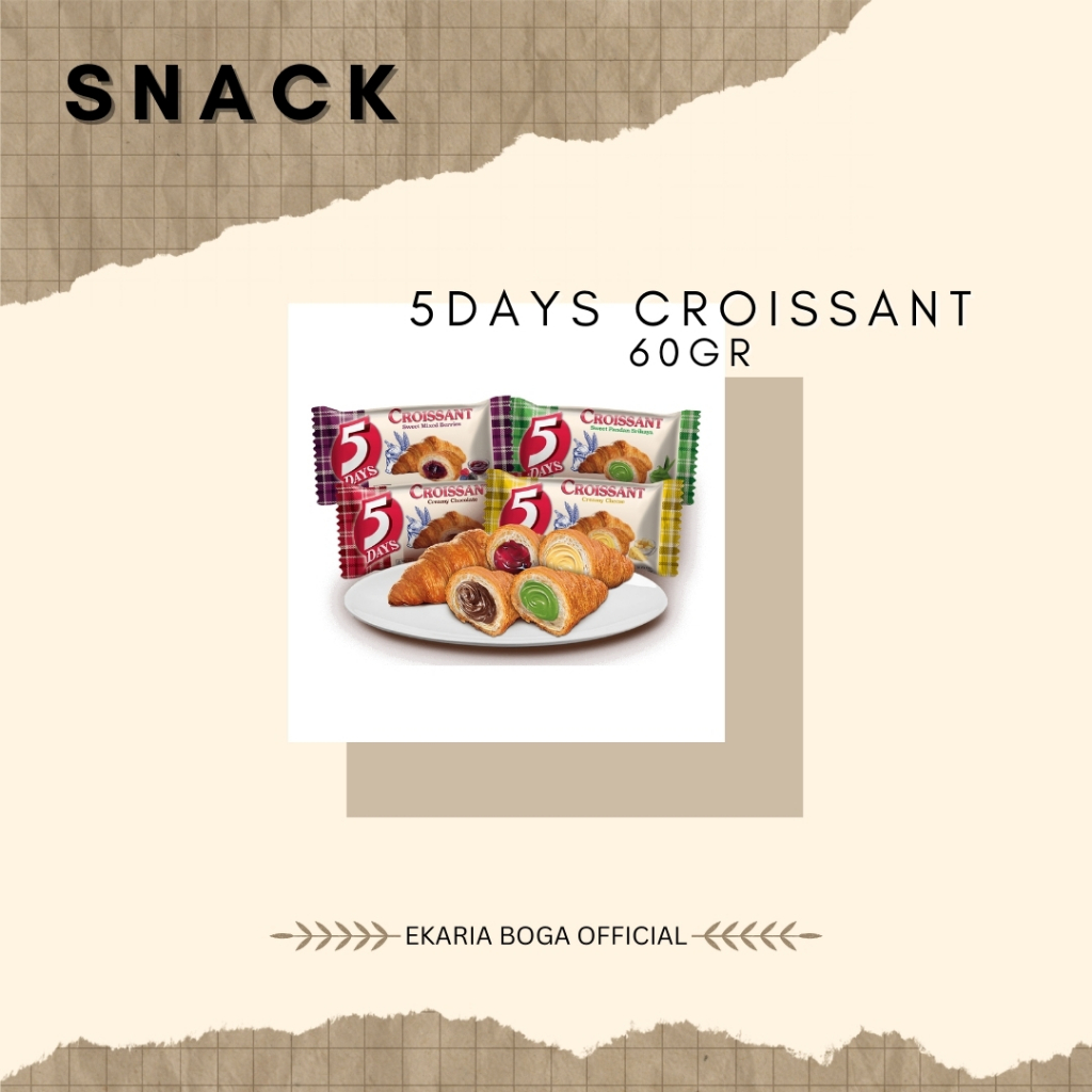 

SNACK | ROTI | KUE LEMBUT | ROTI CROISSANT | 5 DAYS | CROISSANT INSTAN | 5DAYS CROISSANT 60GR