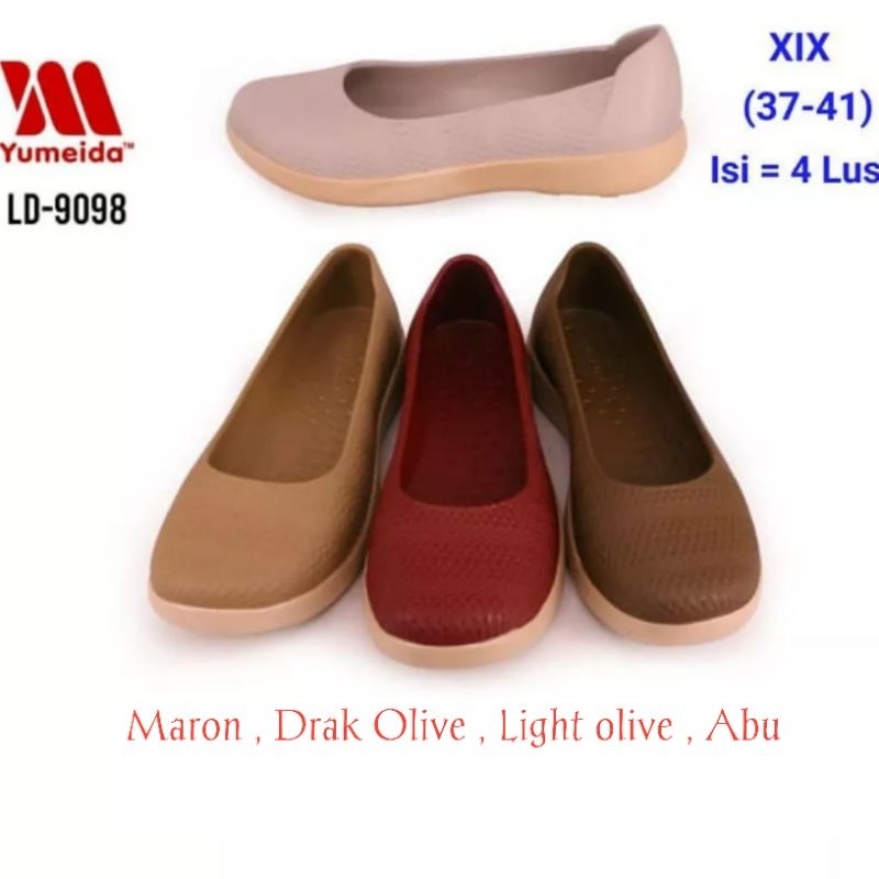 TRENDY sepatu wanita slip-on yumeida karet LD 9098 impor Terlaris