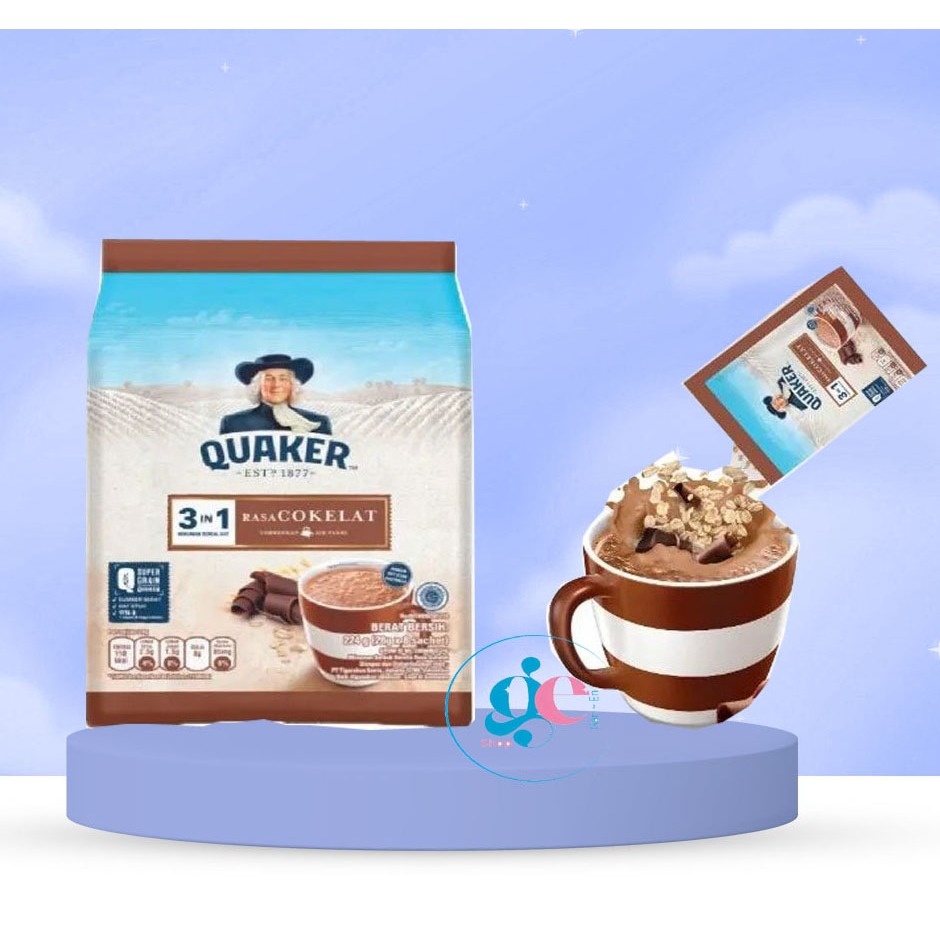 

Quaker 3in1 Cereal Oat Chocolate Polybag 224 Gr - Quaker 3in1 Cereal Oat Berry Burst Polybag 240 Gr dan Quaker 3in1 Cereal Oat Vanilla Polybag 224 Gr.