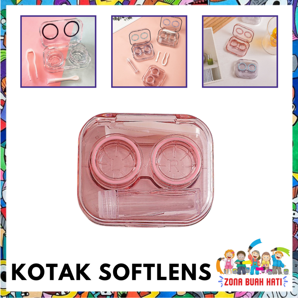 ZBH Softlens Case Bening Plastik Tempat Kontak Lensa + Penjepit + Tongkat Tempat Softlens Bening Sat