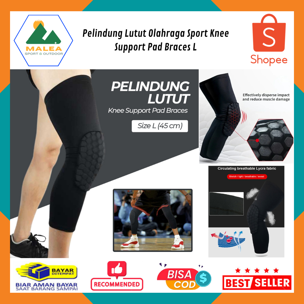 Pelindung Lutut Olahraga Sport Knee Support Pad Braces L / Alat Pelindung Bantalan Lutut Kompresi Sarang Lebah Olahraga Bola Basket Sepak Bola Voli Bersepeda
