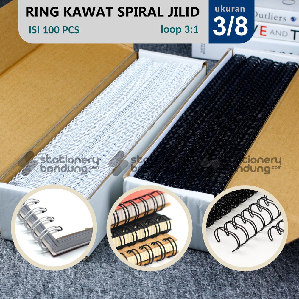 

Premium.. Ring Kawat Spiral Jilid 3/8 F4 atau A4 Spiral Wire 3:1 38 atau 35 Lobang 52