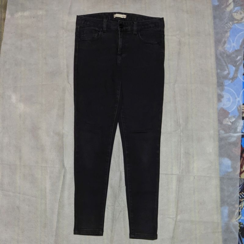 Celana Panjang Longpants Denim Polham Hitam Skinny Original Second Preloved