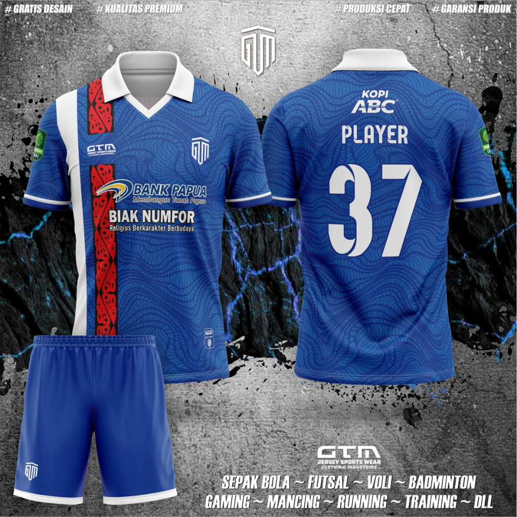 JERSEY BOLA FUTSAL PSBS BIAK BIRU FANTASY ~ GRATIS TAMBAH NAMESET & EMBLEM ~ BISA SATUAN