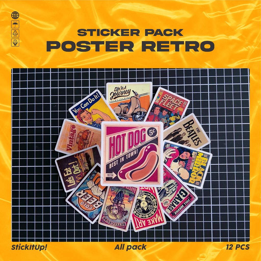 

COD✨ StickItUp Stiker Pack Classic Retro Poster Lucu Keren Untuk Koper Laptop Skateboard