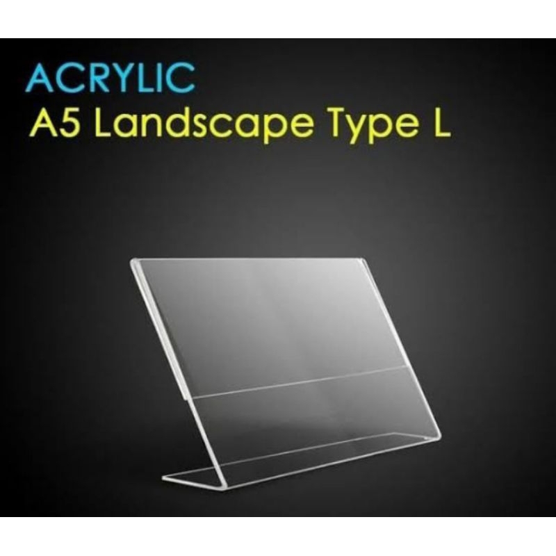 

akrilik bening tempat brosur landacape model L a5 uk 15x21cm tebal 2mm